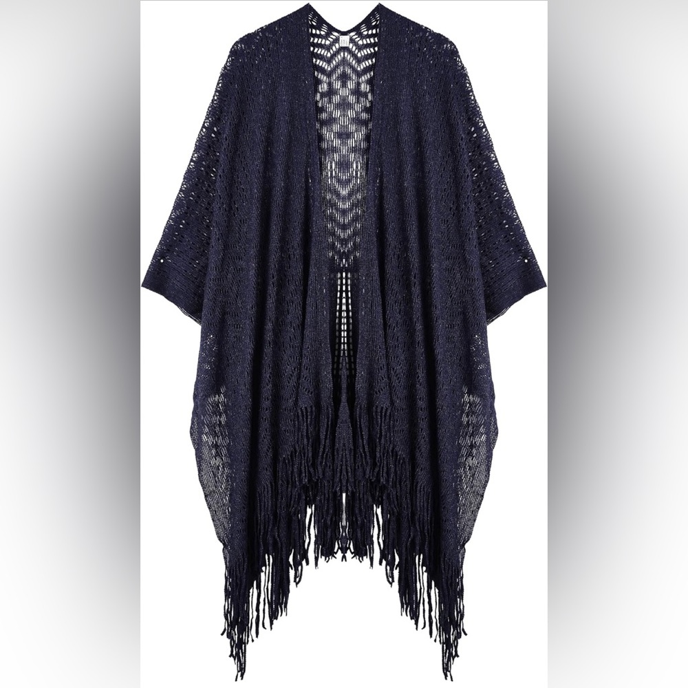 Knit Shawl Wraps Tassel Open Front Poncho Cape for Women